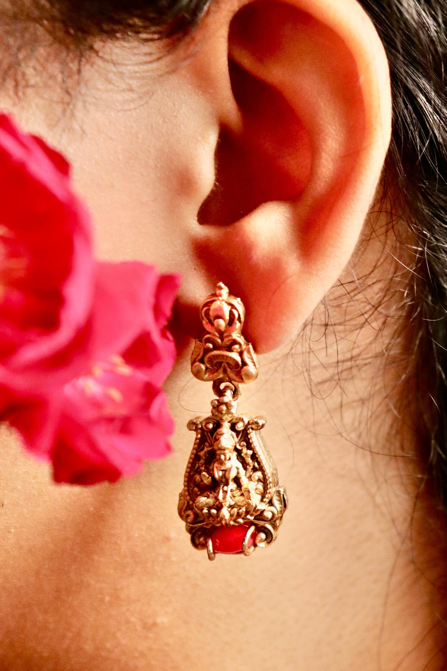 Red Laxmi Temple Necklace Set
