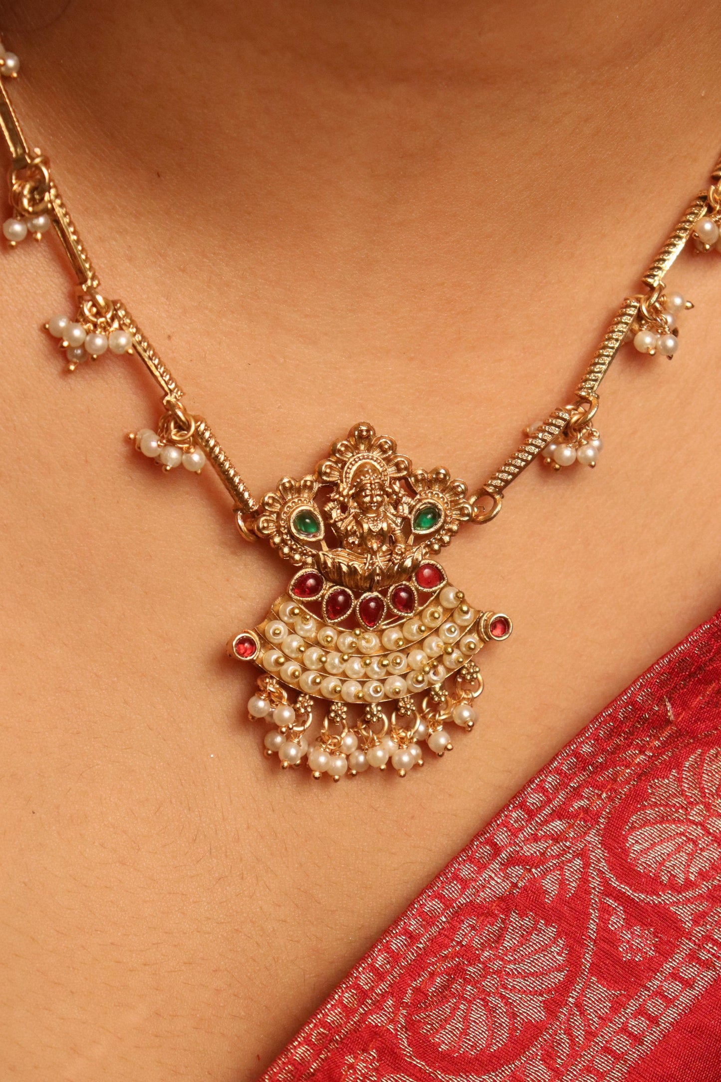Laxmi Pearl Temple Necklace Set
