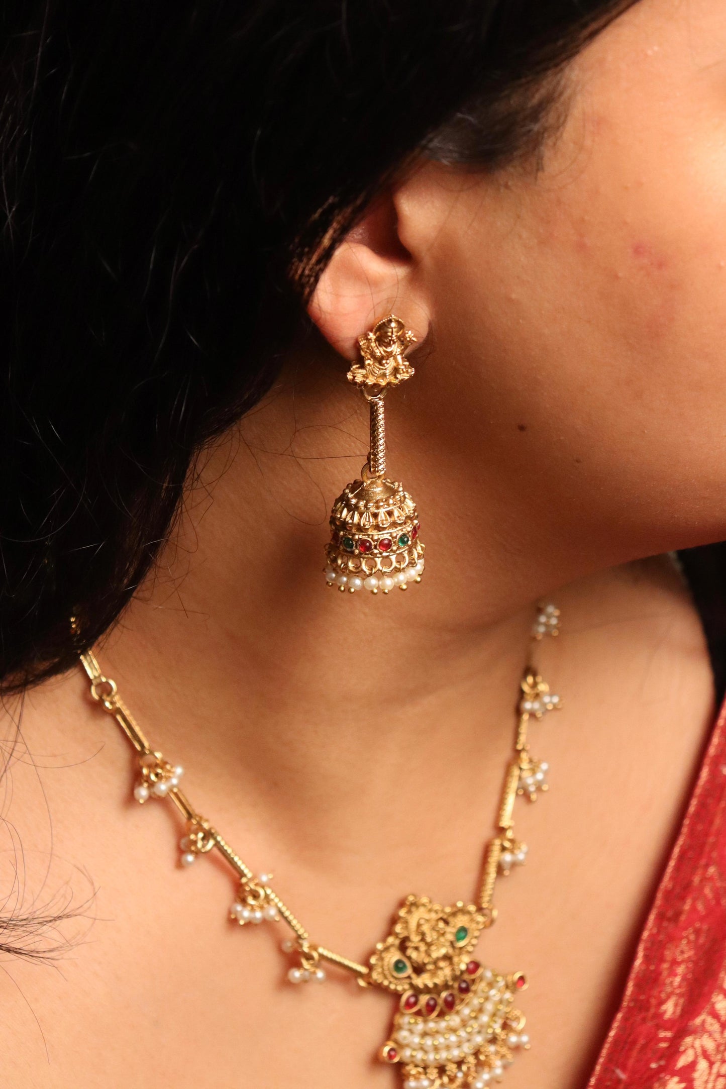 Laxmi Pearl Temple Necklace Set