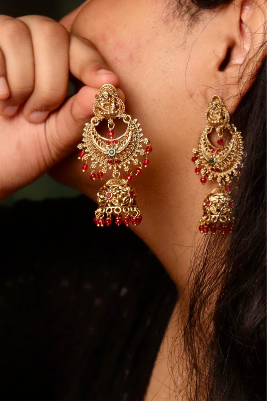 Pink Amrutha Temple Jhumka