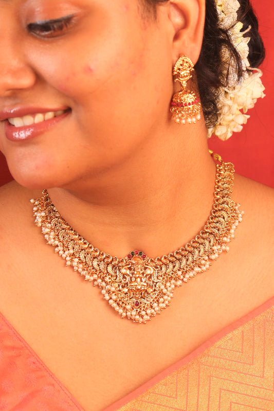 Jhankar Laxmi Temple Necklace Set