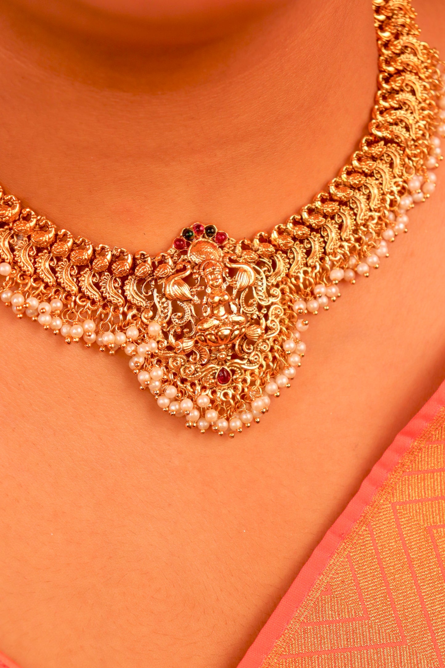 Jhankar Laxmi Temple Necklace Set