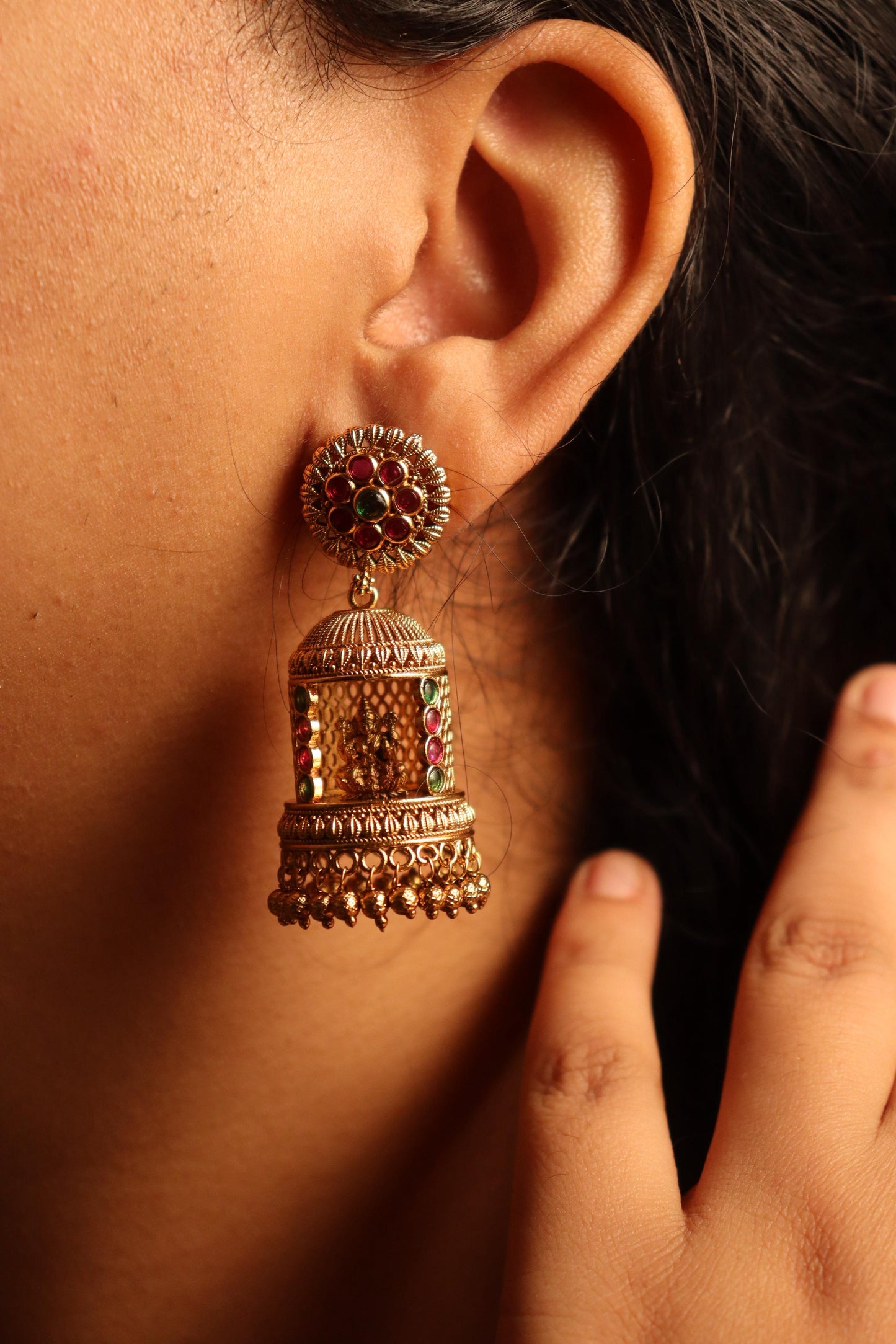 Jharokha Laxmi Gold Earrings