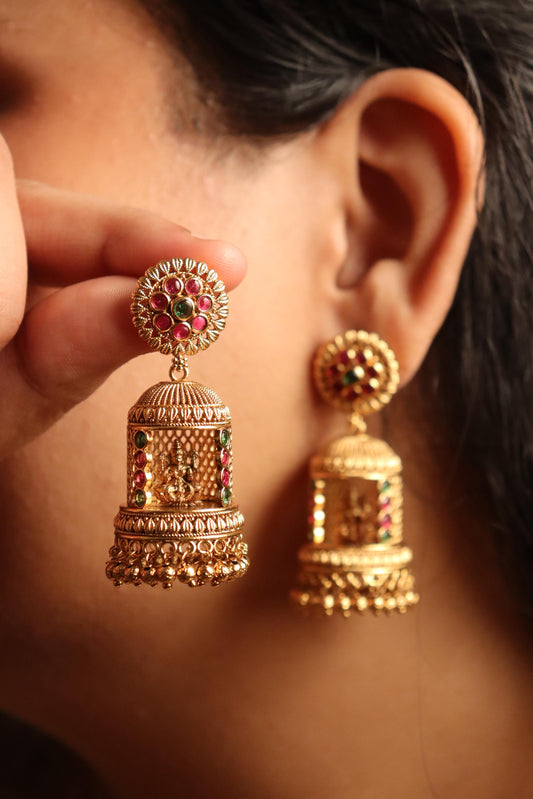 Jharokha Laxmi Gold Earrings