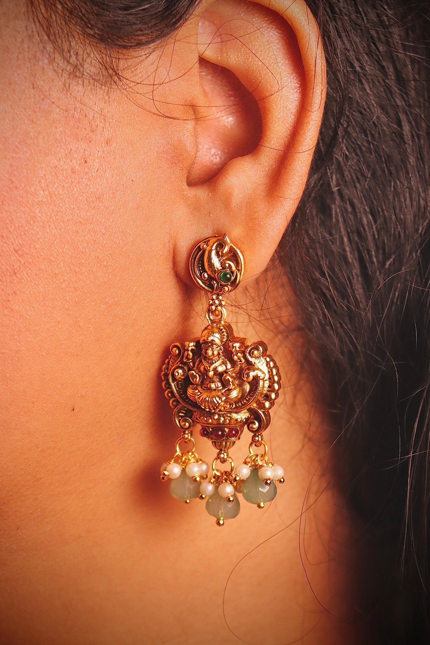 Green Laxmi Temple Necklace