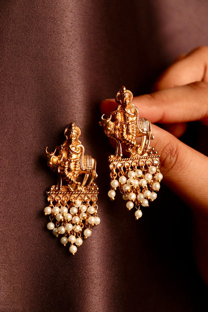 Shri Krishna White Earrings