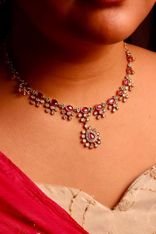 Pushpa Ad Golden Necklace set