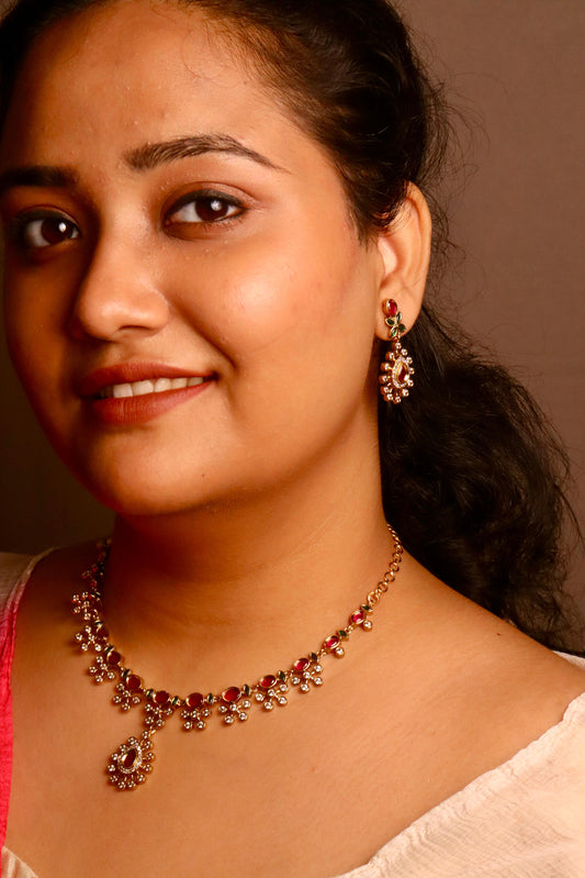 Pushpa Ad Golden Necklace set