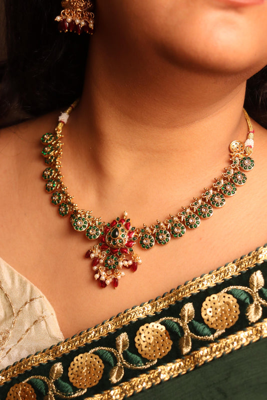 Multi Kundan Pushp Necklace Set