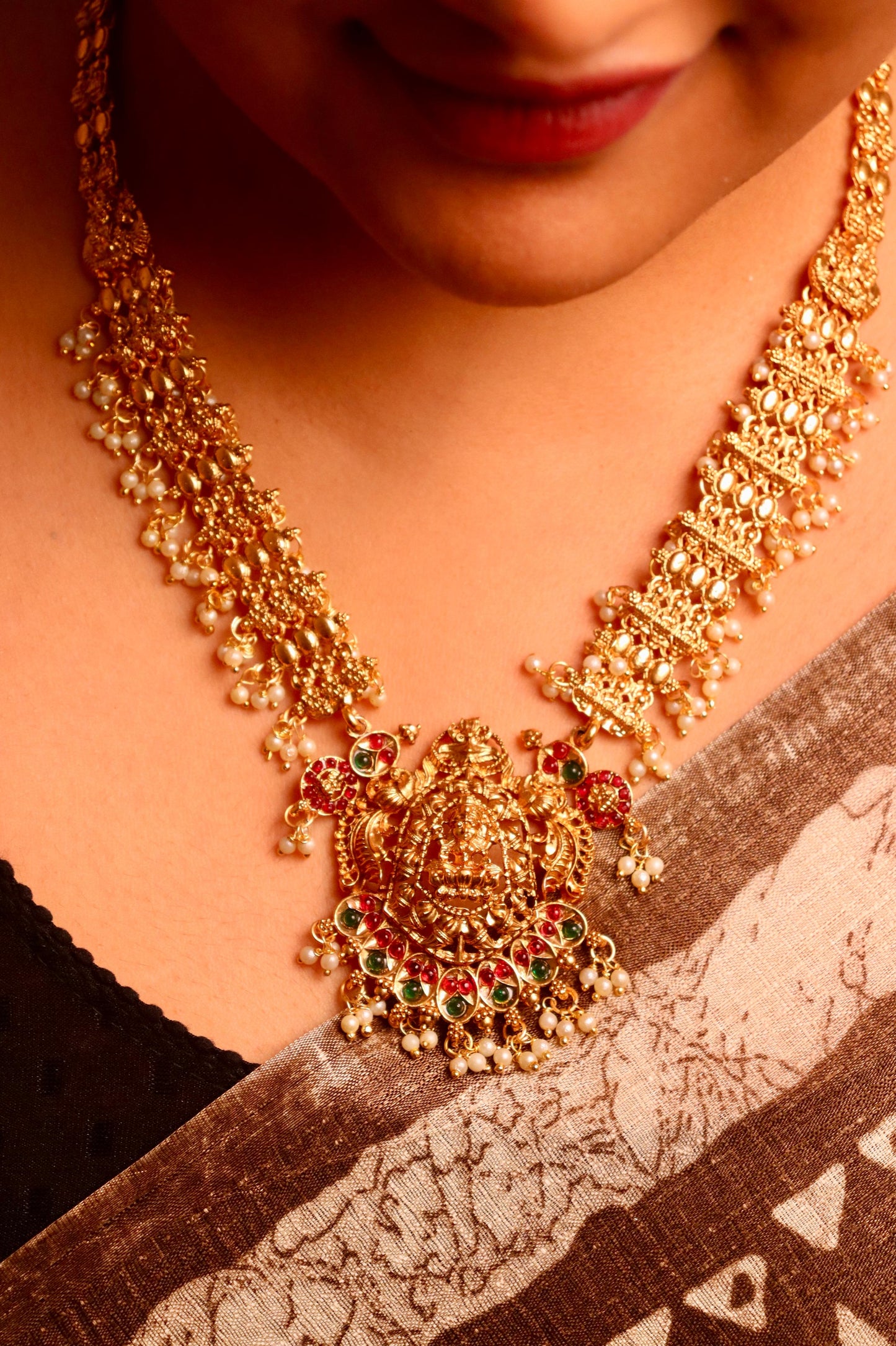 Long Temple Rani Haar Necklace Set