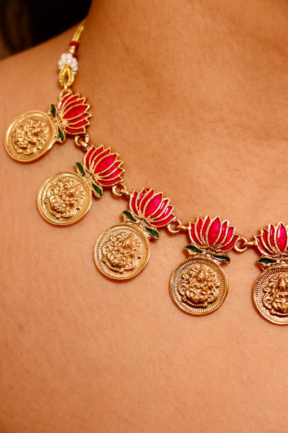Padma Coin Lotus Necklace Set