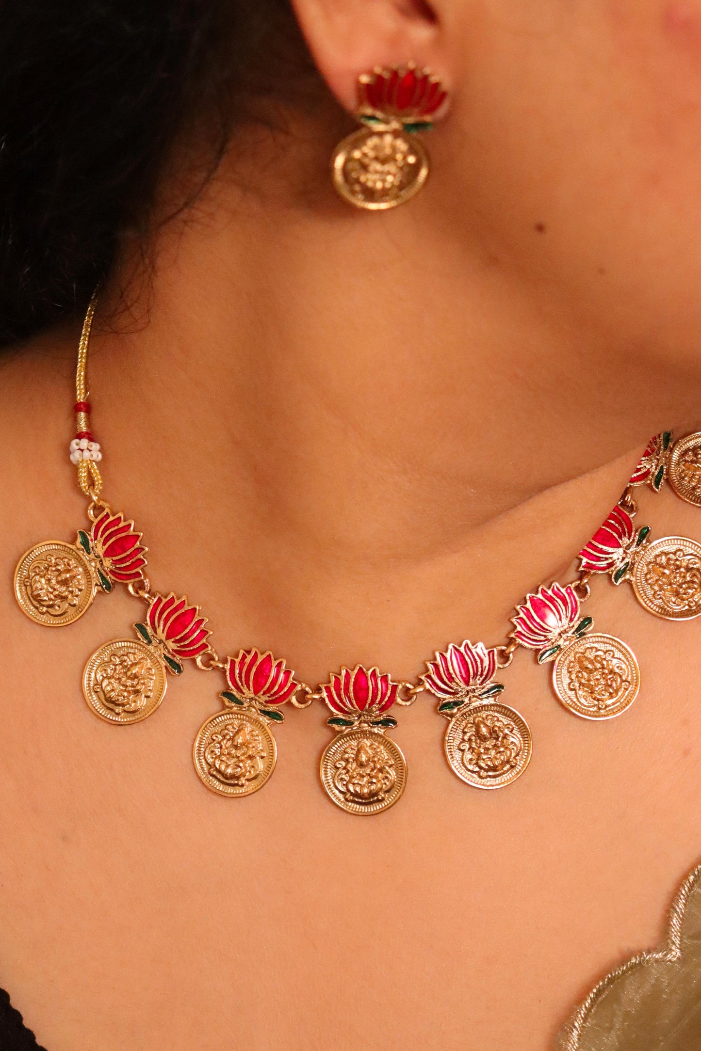 Padma Coin Lotus Necklace Set