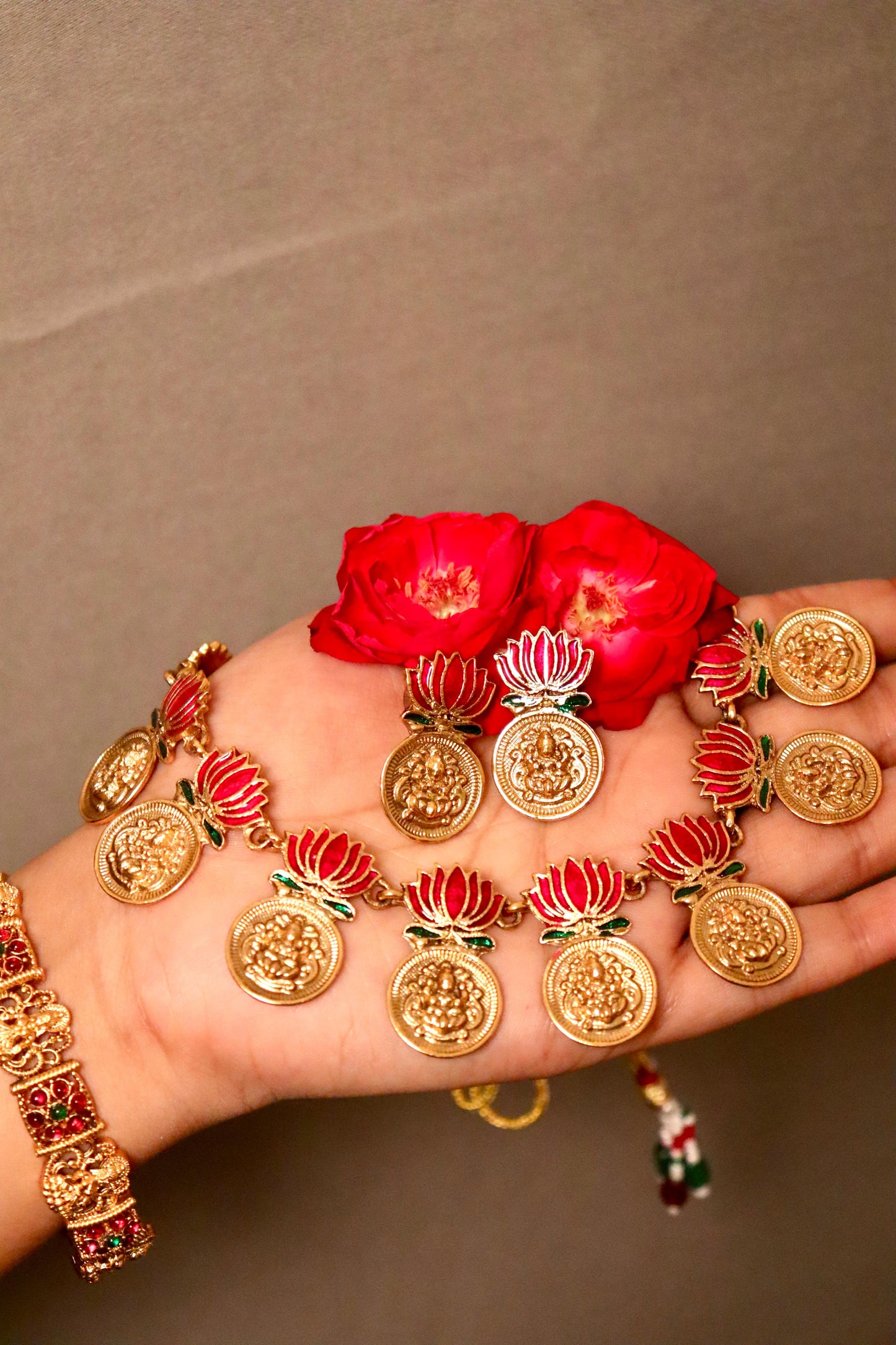 Padma Coin Lotus Necklace Set