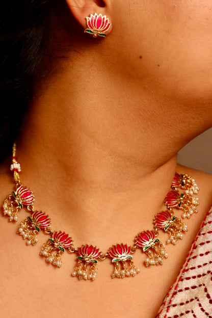 Padma lotus Pink necklace set