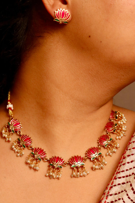 Padma lotus Pink necklace set