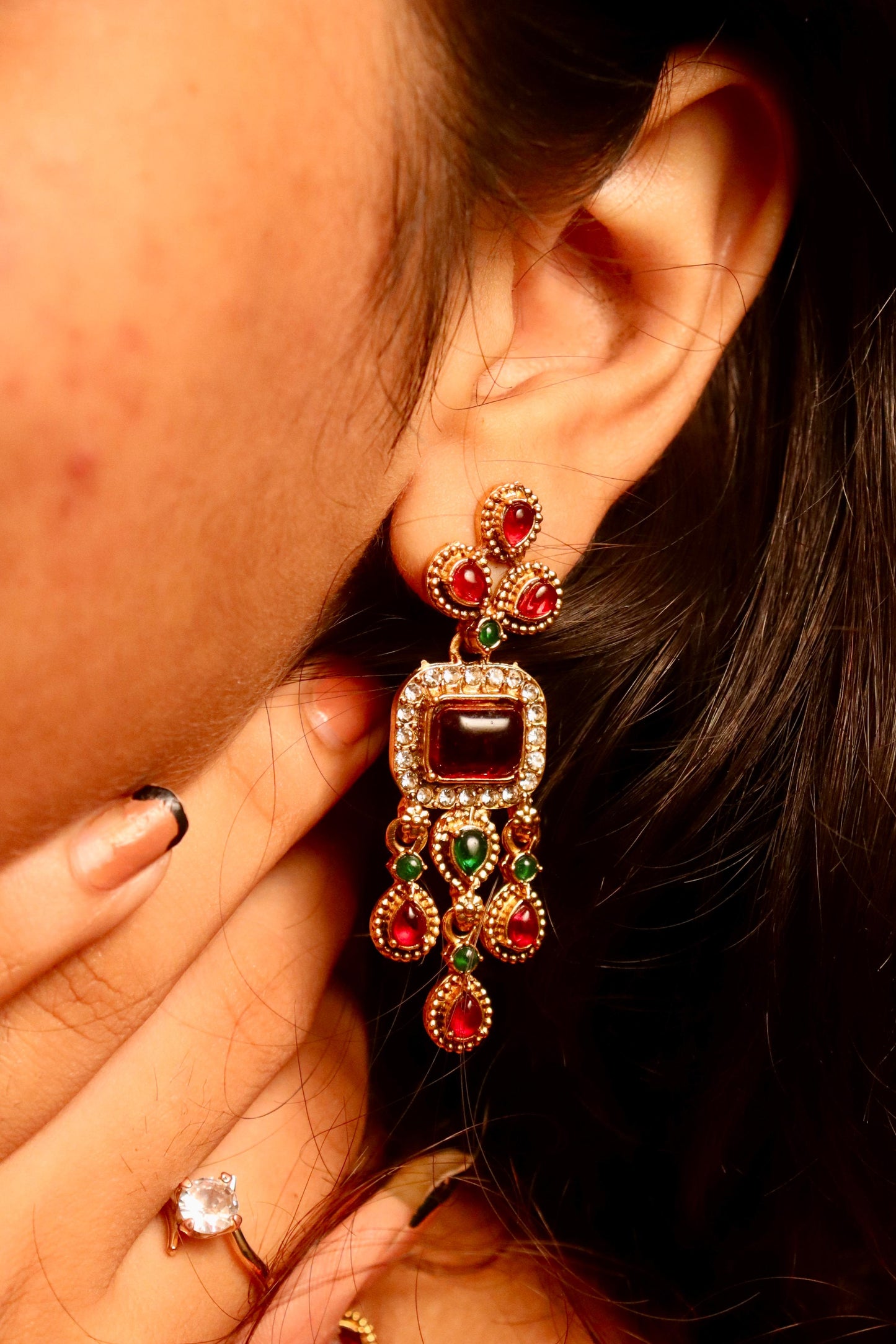 Ruby Red and Green AD Necklace