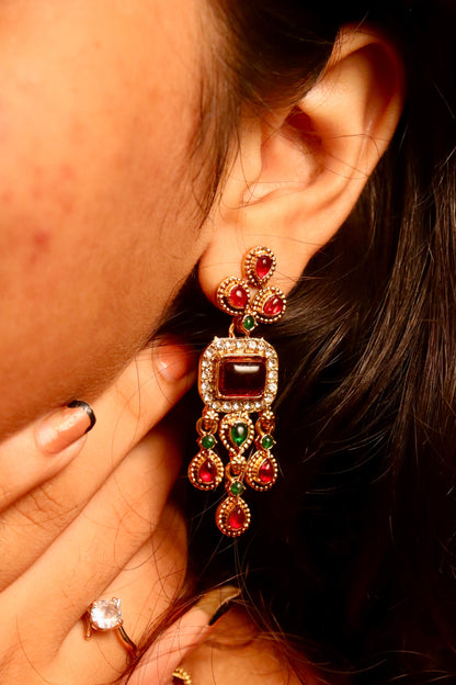 Ruby Red and Green AD Necklace