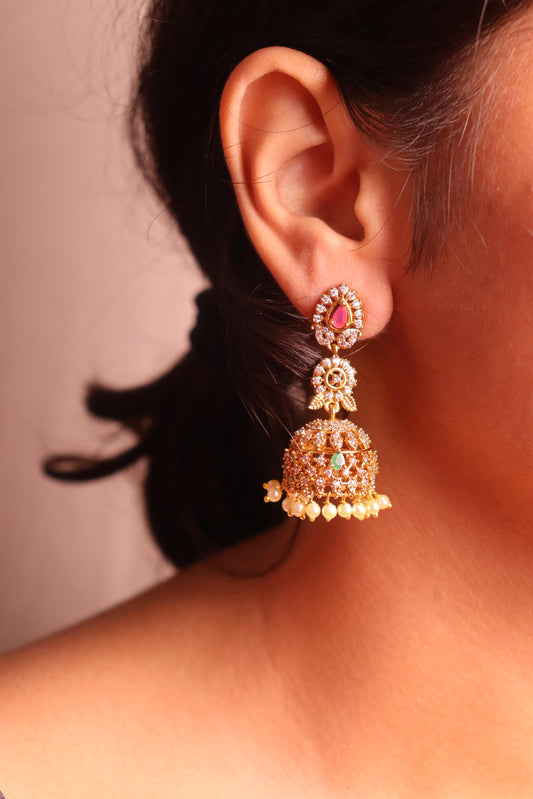 Pushp Ad pink and Green Earrings