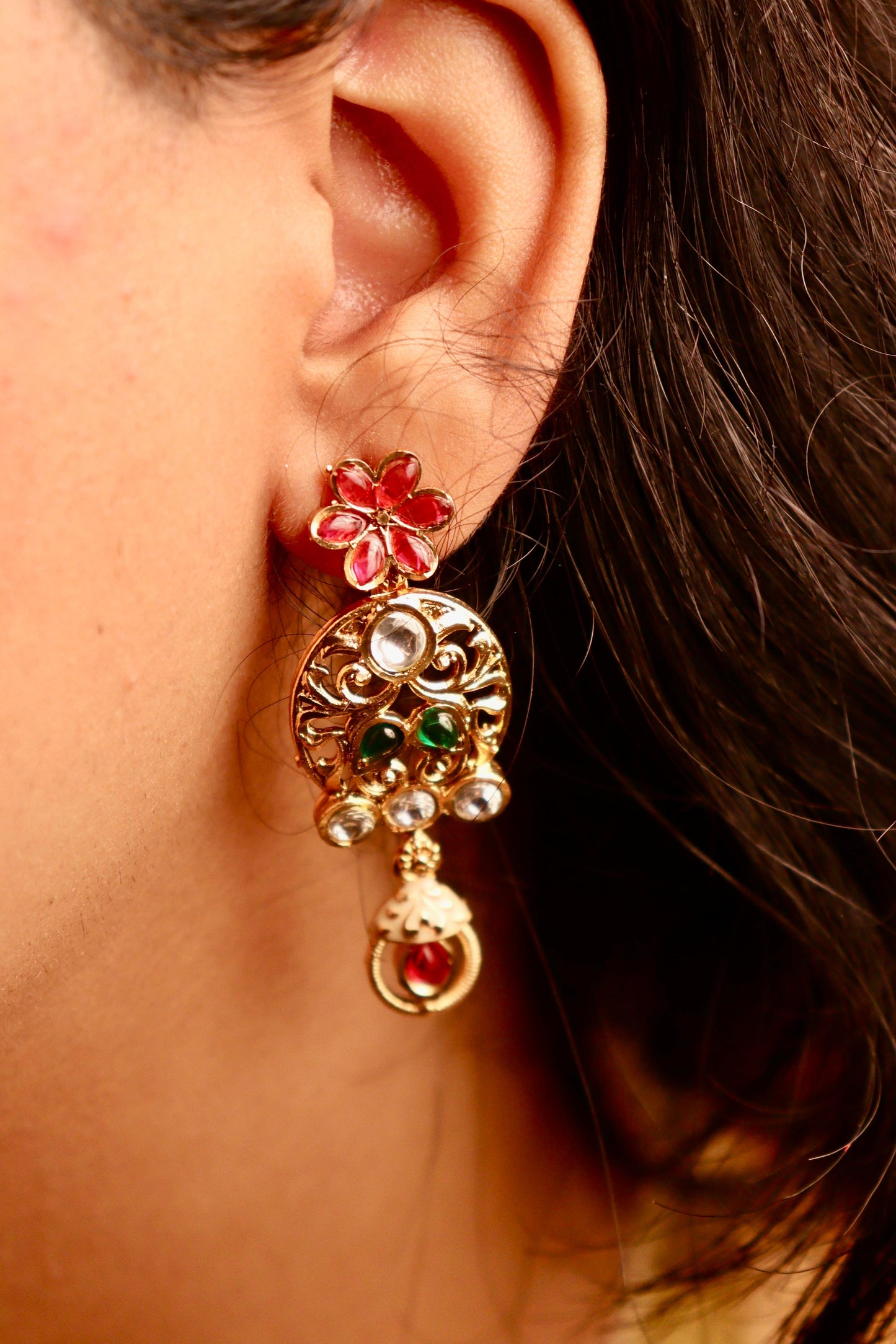 Kumudini Kundan Multi Fillgree Earrings