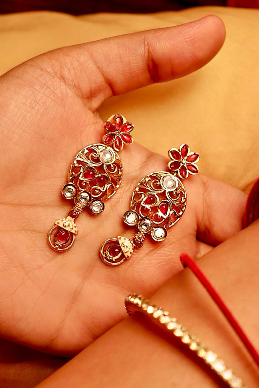 Kumudini Kundan Pink Fillgree Earrings
