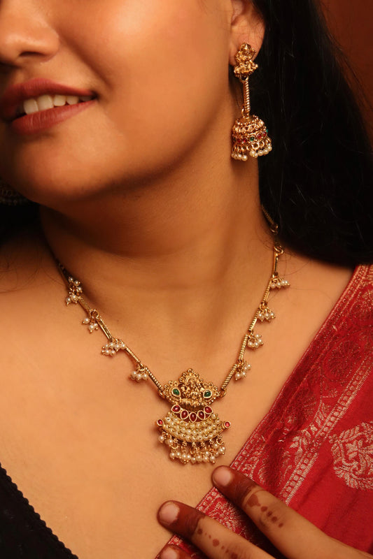 Laxmi Pearl Temple Necklace Set