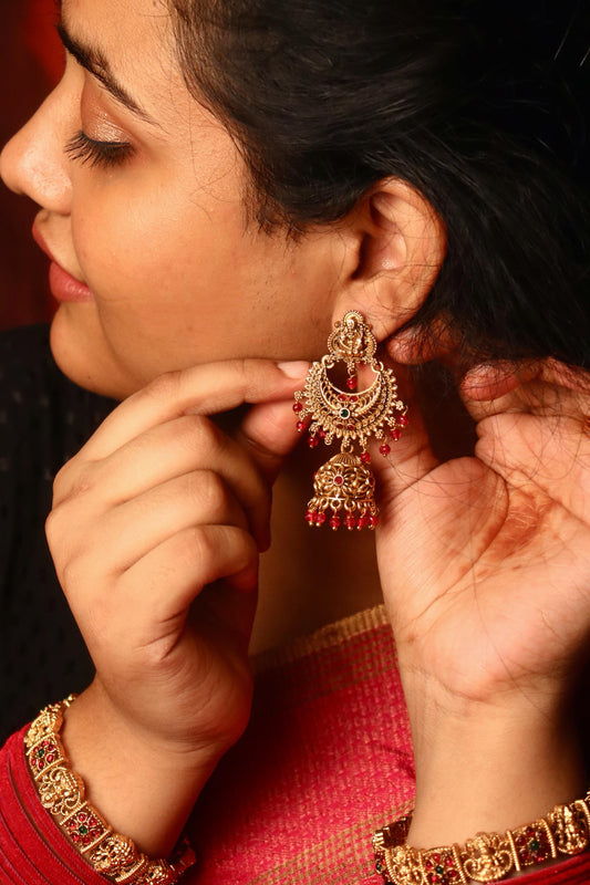 Pink Amrutha Temple Jhumka